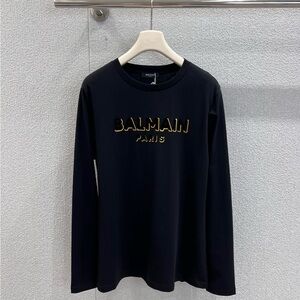 Balmain Black and Gold Long Sleeve Top